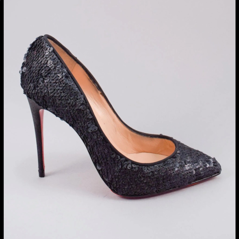 Christian Louboutin Black Sequin Heels - 38.5